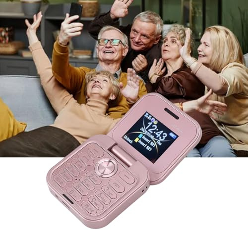 Bewinner El Teléfono Celular Más Pequeño con Tapa: Nano SIM Dual, Radio FM, Reproductor Multimedia 2G, Linterna LED, Cámara Trasera HD, Cordón para Personas Mayores (Rosa Claro)