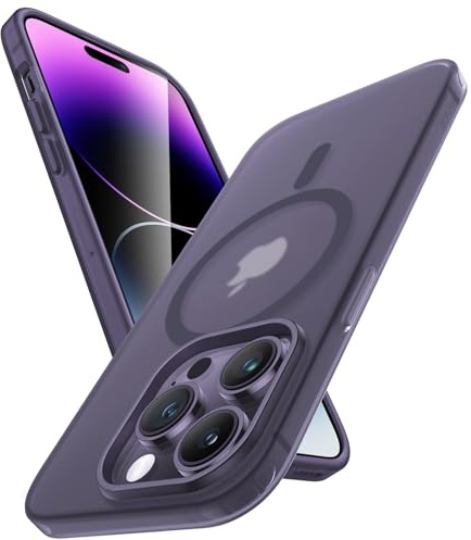 JETech Matte Magnetische Hülle für iPhone 14 Pro, Dunkellila | Kompatibel mit MagSafe, Matte Transluzent TPU-Hülle, Anti-Vergilbung, Anti-Fingerabdruck, Stoßschutz