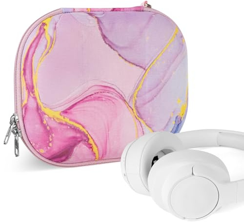 Geekria NOVA Kopfhörerhülle kompatibel mit JBL Tune 770NC, Tune 760NC, Tune 720BT, Live 770NC – Ersatz-Reise-Etui mit Hartschale & Kabelaufbewahrung (Pink Marble)