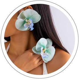 Wendalern Bohemian Flower Stud Earrings Big Butterfly Orchid Flower Earrings Large Flower Statement Earrings Artificial Floral Petal Earrings Exaggerated 3D Hawaii Flower Earrings Jewelry for Women
