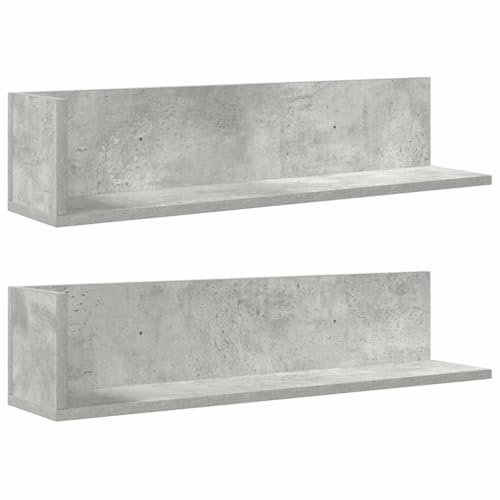 vidaXL Mensole a Muro 2pz Grigio Cemento 75x16,5x16,5 cm in Truciolato, mensola da Muro Galleggiante, mensola sospesa, mensola da Muro per Garage