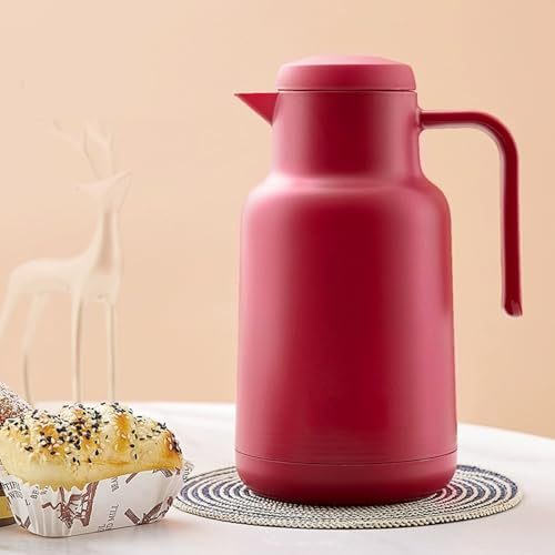 1000ML Coffee Carafe Thermal Tea Pot for Keeping Hot & Iced Cold - Vacuum Insulated - Leakproof Coffee Dispenser - Cool Touch Handle & Lid - BPA Free(Red)