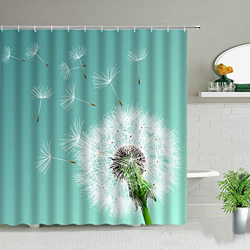 Duschvorhang Braun Mintgrün Badevorhang Polyester Duschvorhang Stoff Anti Schimmel Shower Curtains Waschbar Duschvorhänge mit 12 Duschvorhangringen Duschvorhang für Badewanne 180x220cm