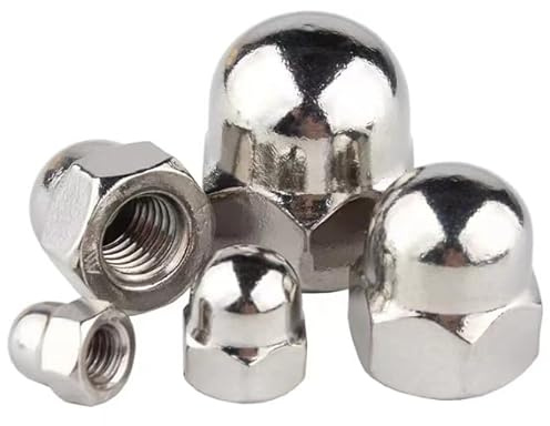 M6-1 Acorn Cap Nuts, M6 Acorn Nuts 304 Stainless Steel 18-8, Bright Finish, Full Thread,20Pcs