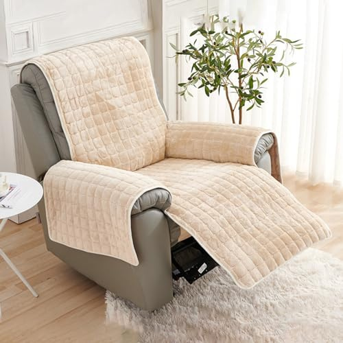 Generisch Sesselschoner, Sofa Armlehnenbezüge, sesselbezug mit armlehne, Waschbar Sesselschutz Haustieren für Zuhause mit Kindern und Haustieren Hund (1 Sitz, 2 Sitz, 3 Sitz),Beige,1 Sitz