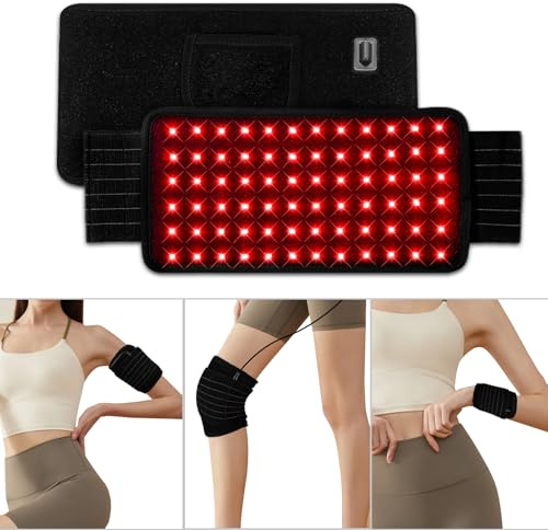 Rotlichtlampe Gürtel, 72LEDs 660nm & 850nm Infrarotlampe mit 10/20/30Min Timer, 5 Helligkeitsstufen Red Lights, Flexibles Tragbares Infrarotlampe Gürtel Zur Linderung von Schmerzen