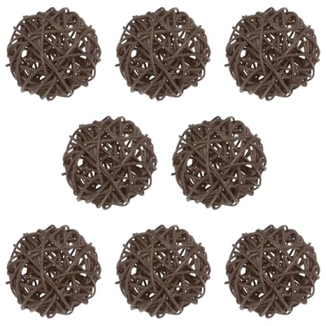 M METERXITY 8 Piezas Bolas De Mimbre 60mm/2.4 Pulgadas Bolas Decorativas De Ratán Rellenos para Floreros Rellenos para Tazones para Navidad/Bodas/Decoración del Hogar [Marrón]