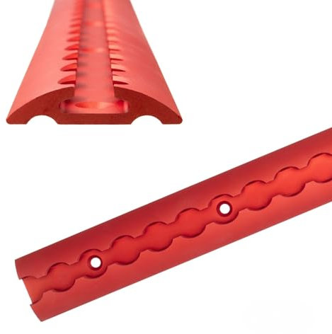 Binario aereo in alluminio rosso semicircolare, profilo rosso anodizzato, fusibile di carico per rimorchi, auto, camion, camper, officina Airline (1 x 2,0 m (1975 mm)