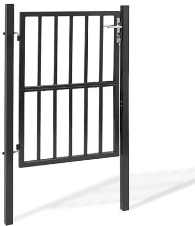 IDMarket - Gartentor mit Gitter 105 x 125 cm aus Stahl in Anthrazitgrau mit Schloss und Griff