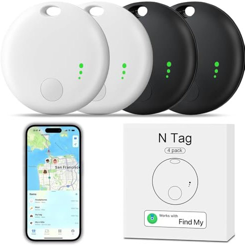 4 pairs Smart Tracker Tag, YiYunTE Buscador Localizador Llaves Compatible con Buscar (Sólo iOS), Bluetooth Smart Key Finder, Impermeable Rastreador Tag Localizador para Coche Niños Perros Gatos Llaves