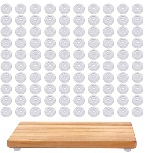 100 Pack Clear Rubber Feet for Cutting Board, Small Round Cutting Board Feet with Stainless Steel Screws, Non Slip Cabinet Door Bumper for Furniture Appliances Electronics