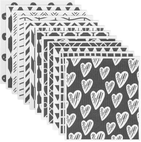 Strofinacci svedesi, 17 x 19,5 cm, lavabili in spugna assorbenti in cellulosa di legno e cotone, panno per la pulizia, panno in spugna per la cucina, asciugamani da cucina riutilizzabili (12 pezzi)