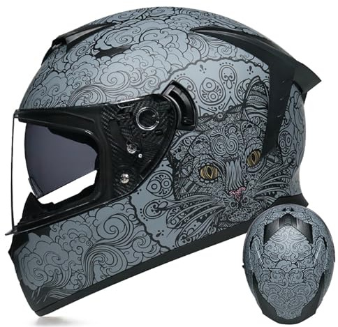 WMDMJT Casco Moto Integrale Modulare Ribaltabile con Visiera Parasole, Casco Protettivo Leggero per Uomo E Donna, per Scooter, Motorino, Moto Stradale E Gare,Grey2-M