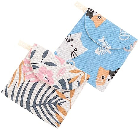SHERCHPRY 2pezzi Borsa Per Ciclo Mestruale in Cotone e Lino Sacchetti Igienici Femminili Tasche Interne Per Assorbenti e Piccoli Oggetti Portatile e Multiuso