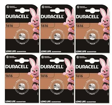 6 x Duracell 1616 Lithium (6 ampoules de 1 batterie) 6 piles (CR1616)