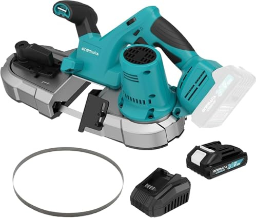 ONEMANA Sierra de Bateria Band Saw 2,5 Zoll für Makita mit LED, 6 Geschwindigkeitsstufen, keine heißen Funken beim Schneiden von Metall (inklusive Akku)