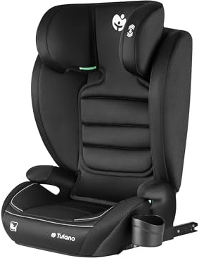 Tulano Joy 25 Auto-Kindersitz 15–36 kg mit Isofix | Gruppe 2/3 Autositz 100–150 cm | Sitzerhöhung Kinder | höhenverstellbare Kopfstütze | Bezug waschbar | mit Gurt | Schwarz