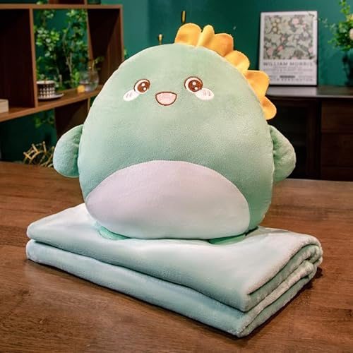 HOXSNII Dinosaurio Manta de Felpa, Cojines y Mantas Muñeco de Peluche Cojines de Peluche Almohada Juguetes Cojín de Peluches Manta de Forro Polar Suave para Niños (80x100 CM)