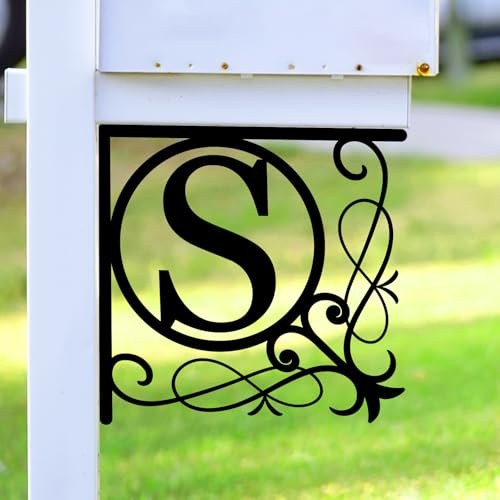 Personalized Metal Mailbox Sign with Initial Letter, Custom Monogram Mailbox Address Plaque, Decorative Metal Mailbox Name Plate, Outdoor Rustproof Mailbox Sign for House and Yard