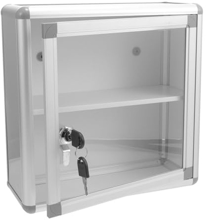 FOMIYES Abschließbarer Wand Medikamentenschrank aus Aluminium Mehrlagiger Kasten mit Großem Fassungsvermögen Sichtbare Verriegelung für Haus Büro Auto und Outdoor Aktivitäten