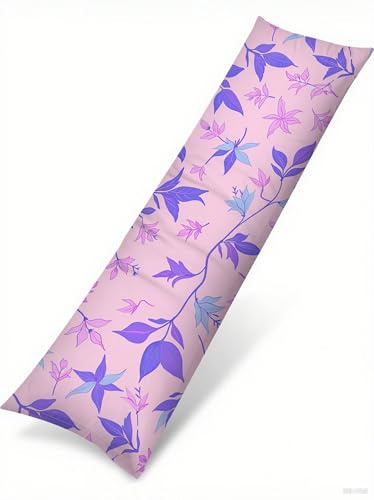 Funda Cojin 50x135 Planta Suave Terciopelo Rectangular Cojin Embarazada, Cojines Sofa con Cremallera Invisible, Lila Otoño Fundas Cojines, Hogar Salon Dormitorios Decorativas Fundas Almohadas J-500