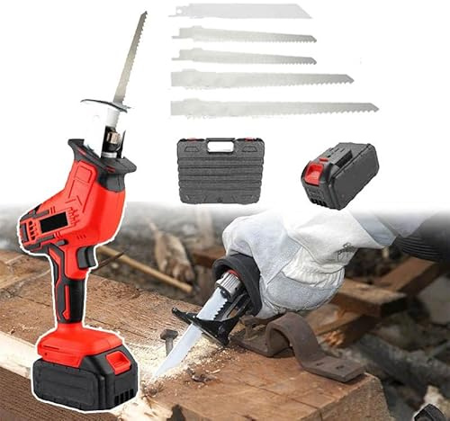 smafoseedding Sierra Eléctrica para Cortar Huesos, Sierra Alternativa Inalámbrica, Iluminación LED, Portátil, Peso Aproximado 2 Kg, para Cortar Carne, Madera, para Uso Comercial, Hogar (4 Cuchillas)