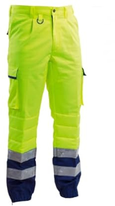 Generico Pantaloni Uomo da Lavoro Alta VISIBILITA' Giallo/Blu Protezione Civile (IT, Testo, XL, Regular, Regular, Giallo/Blu)