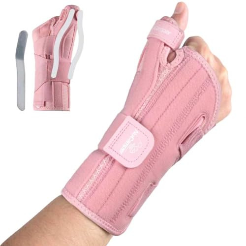 NuCamper Muñequera Pulgar Túnel Carpiano Férula Pulgar, Rosa Derecha S/M | Estabilizador de Pulgar Ajustable Transpirable, Soporte para Tendinitis, Artritis, Esguince, Alivio del Dolor, Rizartrosis