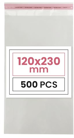 Netuno 500 PP Polybeutel selbstklebend 12x23 cm transparent und stabil | Kleine durchsichtige Folientüten & Cellophanhüllen mit Peel-&-Seal-Klappe – für Grußkarten, Postkarten, Fotos & Schmuck
