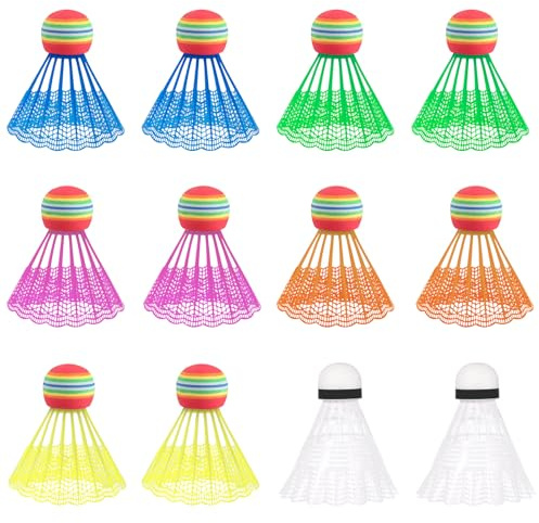12 volantes de plástico, pelotas de bádminton multicolor, adecuadas para deportes de interior y exterior, entrenamiento, entretenimiento y ejercicio, adecuado para principiantes, deportes de interior