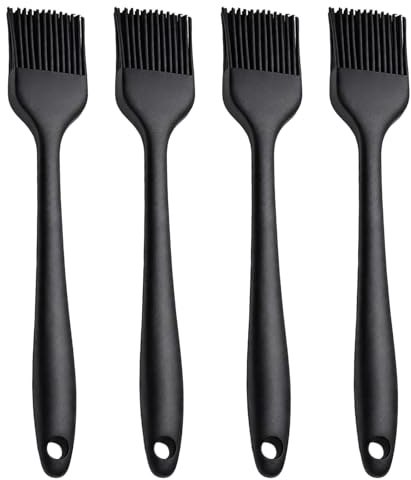 Ebksqs 4er Set Backpinsel Silikon - 21cm Hitzebeständige Silikonpinsel Küche Für Backen, Grillen & Kochen