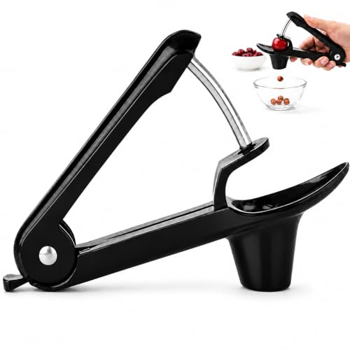 Kirschentkerner, Kirschkernentferner Edelstahl, Hand Kirschenentkerner, Obstentkerner Cherry Corer Entferner, Obstentkerner Cherry Corer Entferner für Obst Kirsche Obstbeere Schwarz