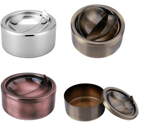 SWOOMEY Cenicero con Tapa de Acero Inoxidable, 1, 10, 9 Cm