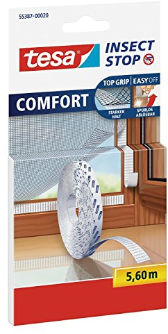 tesa Insect Stop Comfort flugskärm kardborrband ersättningsrulle, 5,6 m, 11,2 m Klettband, rosa/minze, 1