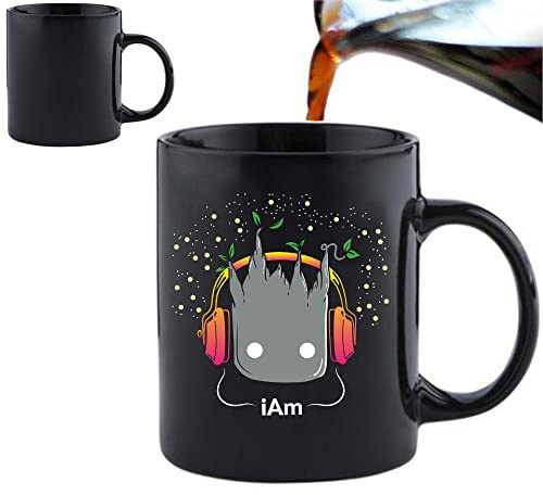 DJ Tree Kid Tasse | Magischer Farbwechsel Becher | Lustiger Musik Cartoon Kaffeebecher | Geschenkidee für Freunde & Familie | Schwarz, 325 ml