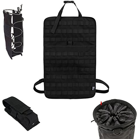 Detech - Bolsa organizadora para respaldo de asiento delantero de coche con sistema táctico Molle para botellas, linternas, bolsa de reciclaje, ajuste universal, multicolor (negro/marrón/verde)