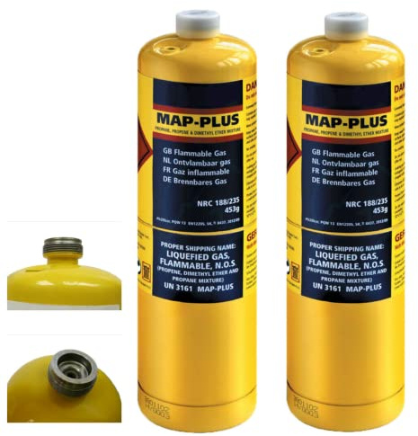 2x MAPP Map Plus 435g Bottle Disposable Gas Cylinder plumbers torch jet burner