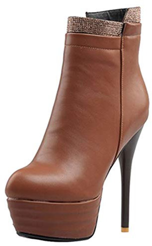 CuteHeels dam kort stövel med stiletto klack, - BRUN - 40 EU
