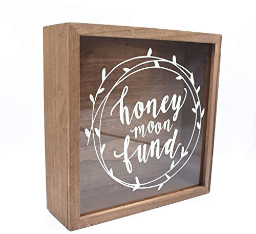 Xhigh Holzbox für Flitterwochen, Hochzeitsbox, Truhe, Paar, Geschenk, Hochzeit, Geschenkkarte, Wort, 27,9 x 27,9 x 8,9 cm, Geldrahmen