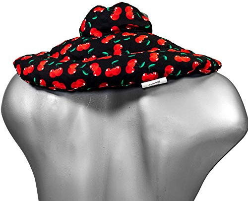 Nackenhörnchen mit Stehkragen - Dinkelkissen - Nackenkissen Wärmekissen -> 2 in 1 - Wärme und Kälte möglich - Kissen Nacken Schulter - cherry-black, Dinkel