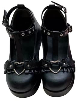 Damen Platform Mary Jane Schuhe Sweet Toe Knöchel Gothic Plattform Kleid Pumps Chunky Lackleder