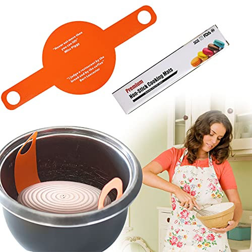 Topwon Silicone Baking Mat for Dutch Oven Bread Making, Dough Bread Sling Cooking Mat, Long Handles for Gentler & Safer Transfer of Dough, Non-stick, Alternative Your Parchment Paper