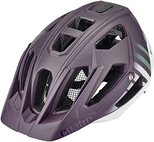 uvex Quatro cc - sicherer MTB-Helm für Damen und Herren - individuelle Größenanpassung - waschbare Innenausstattung - Plum - White matt - 52-57 cm