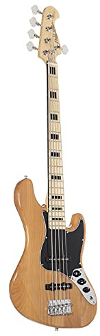 J & D E-Bass, Bass Gitarre mit 5 Saiten und Erle Korpus, JB Bass mit 2 Single Coil Tonabnehmern und passiver Elektronik, 1975 5-String NA Natural