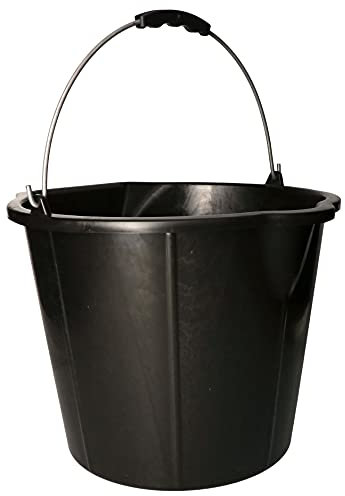 KOTARBAU® Cubo de plástico con Boquilla y asa, 15 litros, Color Negro, Cubo con Pico vertedero, Plástico Resistente, Cubo Industrial, Limpieza, jardín