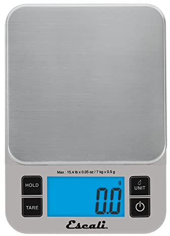 Escali SQ157S Nutro Digital Food Scale, Multi-Functional Kitchen Appliance, Precise Weight Measuring and Portion Control, Baking and Cooking Made Simple, Stainless Steel Platform, Silver