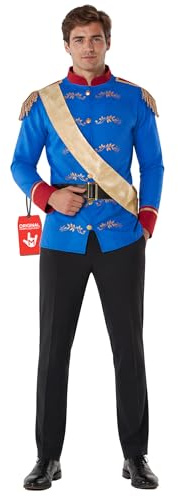 Morph Costumes Prinz Charmantes Kostüm für Herren – Königliches Kostüm für Erwachsene, Halloween-Kostüm, elegantes Prinz-Outfit | Prinzenjacke, Hose & Umhang, Edle blaue Verzierungen, Zum Überziehen, Perfekt für Halloween, Zum Verkleiden