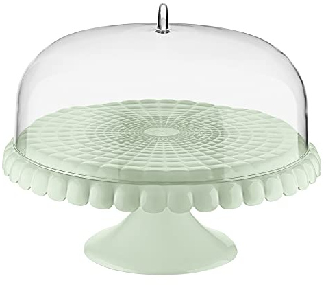 Guzzini - Tiffany, Tortenplatte mit Fuß und Haube - Mauve Green, Ø 36xh28 cm - 199400243, Malvengrün
