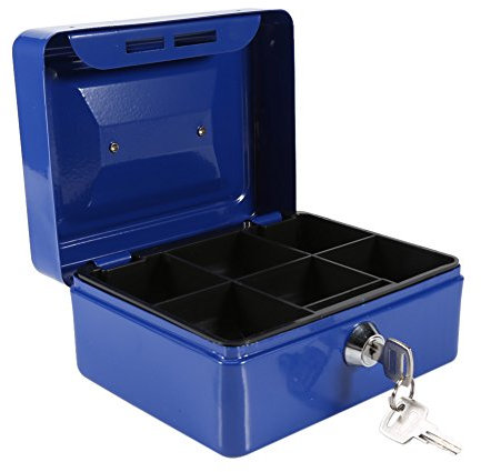 Tiiyee Cash Boxes with Keys, Mini Metal Money Box Deposit Organizer Cash Tin Portable Travel Security Storage Case Petty Cash Tin Jewelry Safe Box with Lock 2 Keys for Home Office Household Gifting