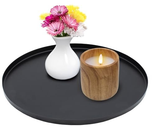 Metall Dekotablett schwarz - 30 cm -Farbe wählbar - Kerzenteller mit Rand - Deko Schale Servier Teller Geschenk Tablett
